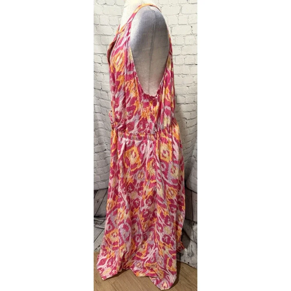 Lane Bryant Pink Orange Ikat Sleeveless Maxi Dress Plus Size 24 - Picture 3 of 9